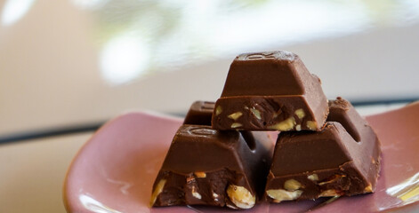 Chocolate bars on a plate