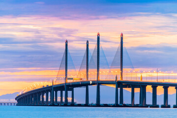 2nd Penang Bridge view during dawn in George Town, Penang, Malaysia