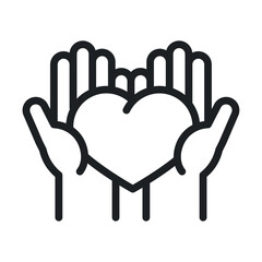 donation charity volunteer help social hands with heart love line style icon