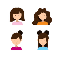 Girl profile characters and profile icons