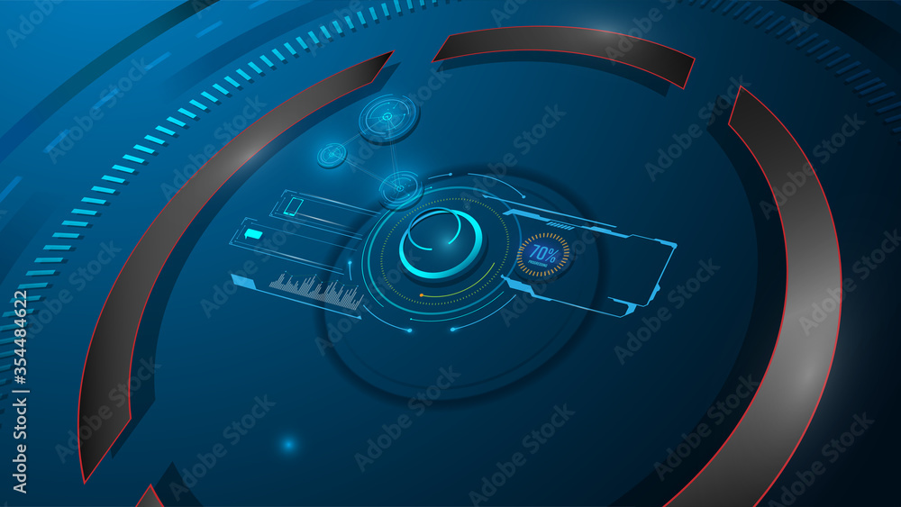 Poster abstract hud ui technology sci fi digital virtual computing hologram design template background