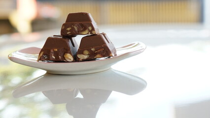 Chocolate bars on a plate