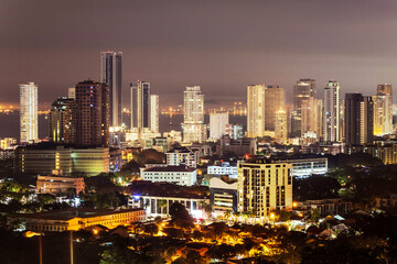 Fototapeta premium Cityscape view of George Town Penang during dawn