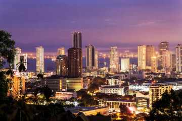 Cityscape view of George Town Penang during dawn