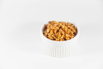 Fried garlic in a white isolated background