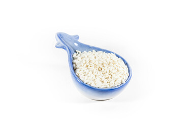 Raw glutinous sticky rice in a white isolated background