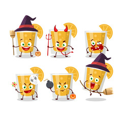 Halloween expression emoticons with cartoon character of orange juice