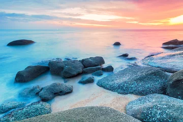 Crédence de cuisine en verre imprimé Plage de Seven Mile, Grand Cayman Batu ferringhi of George Town Penang sunrise or sunset view by the shore