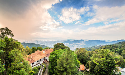 George Town city view from Penang Hill, Pulau Pinang Malaysia