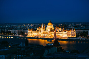 Fototapeta na wymiar Budapest tourist landmark Hungarian Parliament in Dusk