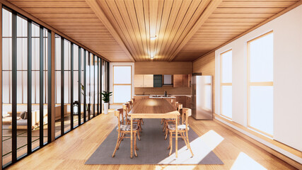 Kitchen room japanese style. 3D rendering