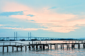 Fototapeta premium Teluk Tempoyak of Penang view during sunrise