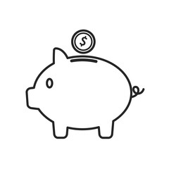 Piggy bank icon in line style. Money box icon for finance and savings money for future concept.