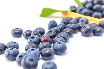 Fresh blueberries on a white background