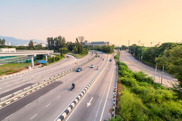 Road and roundabout birdview indicating good transportation