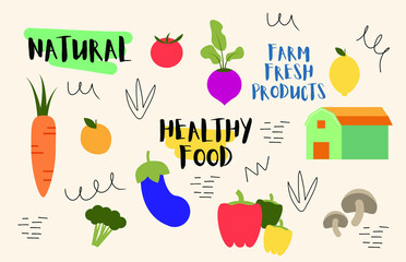 Healthy Food vector illustration set vector illustration in flat style 