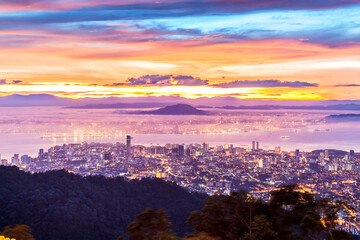 George Town Penang, view from Penang Hill during sunrise