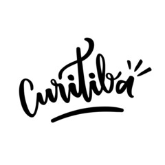 Curitiba. Brazilian City Name. Brazilian Portuguese Hand Lettering. Vector.