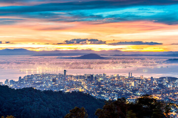 George Town Penang, view from Penang Hill during sunrise