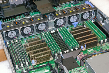 High-performance server internal. Computer board