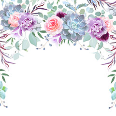 Semicircle garland frame arranged from flowers