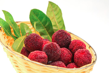 Organic bayberry on white background