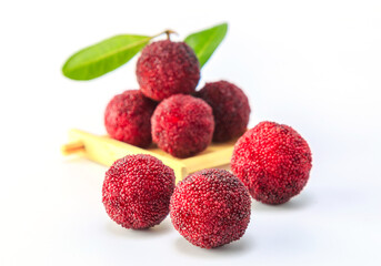 Organic bayberry on white background