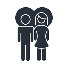 parents couple in love heart family day, icon in silhouette style