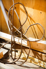 Tangled and Rusty Steel Wire Rope at Construction Site
