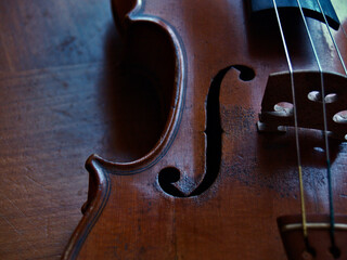 close up of a violin