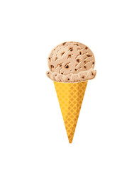 Chocolate ice cream cone. Design template for AD, promo, menu, flyer. Vector illustration cartoon icon isolated on white background.