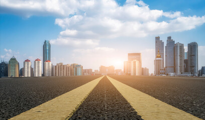 Urban road and urban architectural landscape