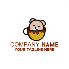 Cute Bear Coffee Vector