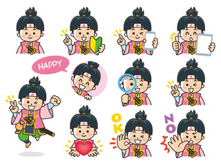 桃太郎　バリエーション　初心者マーク　スマートフォン　タブレット　虫眼鏡　ハート　OK　NO