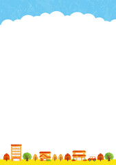 autumn frame with building and tree