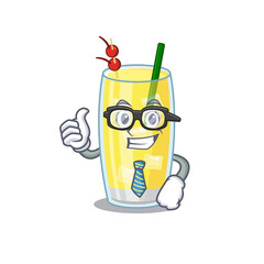 cartoon drawing of pina colada cocktail Businessman wearing glasses and tie