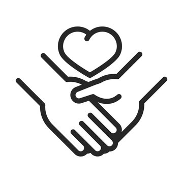 donation charity volunteer help social handshake heart love line style icon