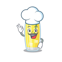 Talented pina colada cocktail chef cartoon drawing wearing chef hat