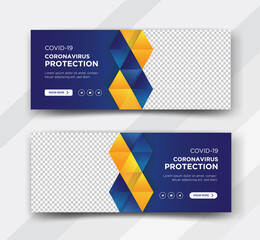 Coronavirus campaign web banner, virus warning social media post templates design
