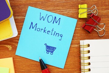 Business concept about Word-of-Mouth Marketing WOM Marketing with inscription on the sheet.