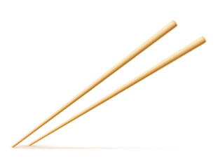 Wooden chopsticks isolated on white background. Vector illustration