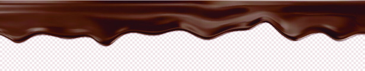 Dripping Melted Chocolate. Realistic 3d vector illustration of liquid chocolate.