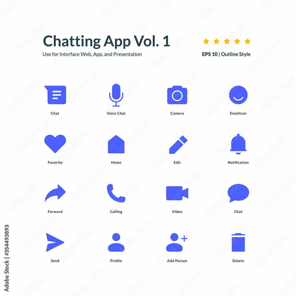Poster chat icon set interface app part 1 vector graphic design illustration