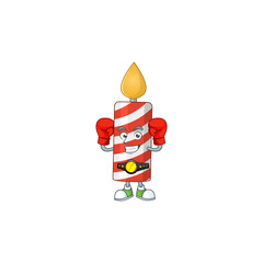 Caricature picture of candle boxing athlete on the arena