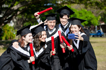 group happy graduates students