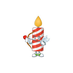 mascot design concept of candle cute Cupid with arrow and wings