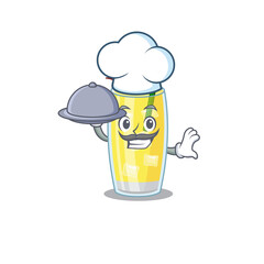 mascot design of pina colada cocktail chef serving food on tray