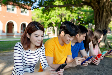young students use smartphone