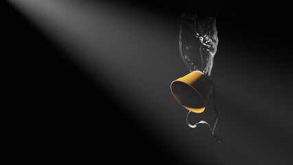  3D illustration, rendering of an Airplane oxygen mask on a dark background lit with a light beam