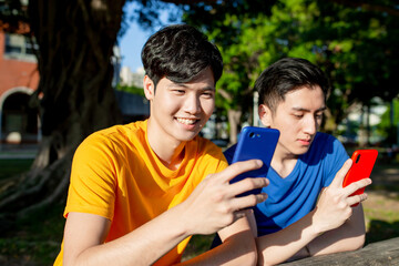 young students use smartphone